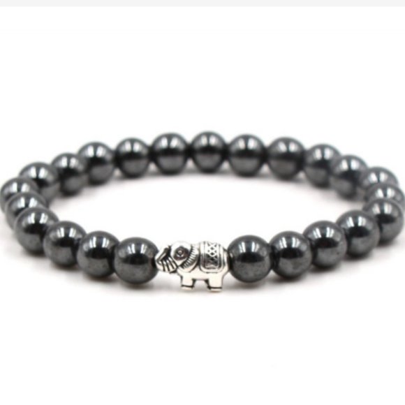Elephant Bracelet,Magnetic Hematite Bracelet,Elephant Magnetic Bracelet,8mm Bead - Picture 1 of 1